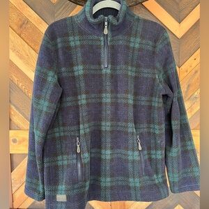 Lauren Ralph Lauren Navy Red plaid 1/2 zip sweater womens sz Petite Small Fleece